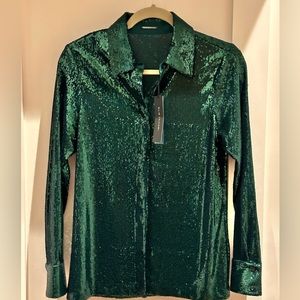Elie Tahari sequin button down